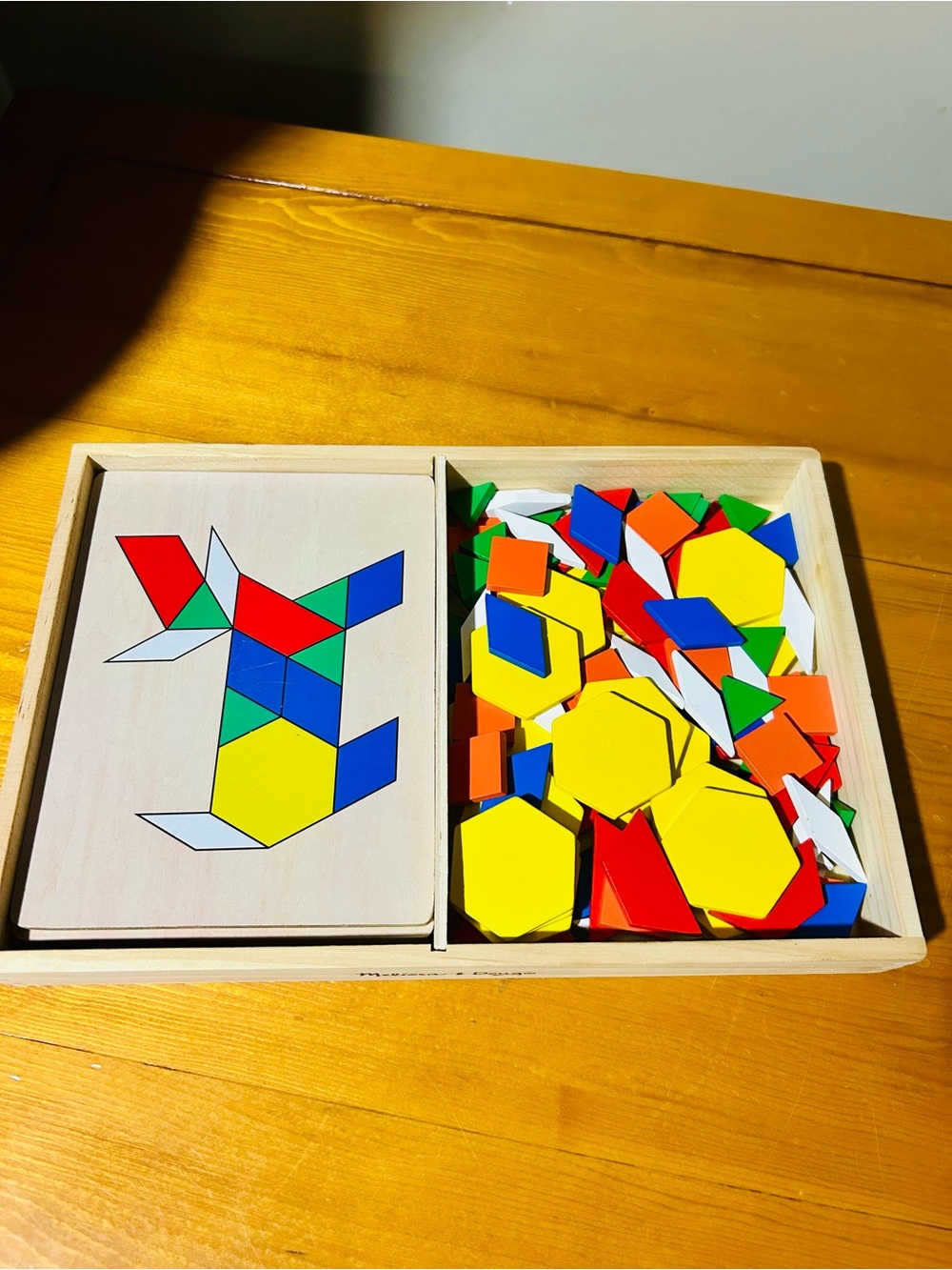 Melissa & Doug Wooden Geometric Pattern Puzzle Set with shapes